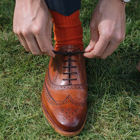 British Goodyear Welted Footwear Dress Shoes Goodyear Welted Barefoot Brogue Shoes Chestnut Brown  main image 3