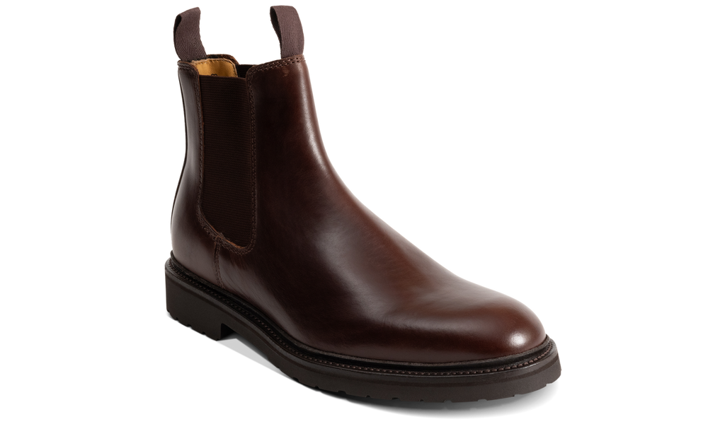 Mens brown leather clearance pull on boots