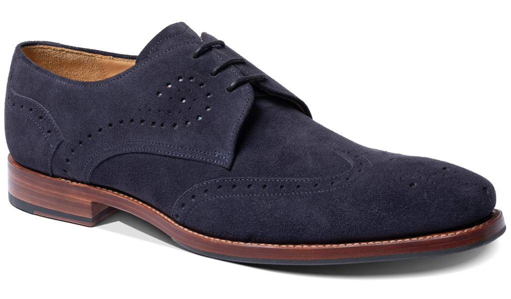 Blue suede brogue shoes discount