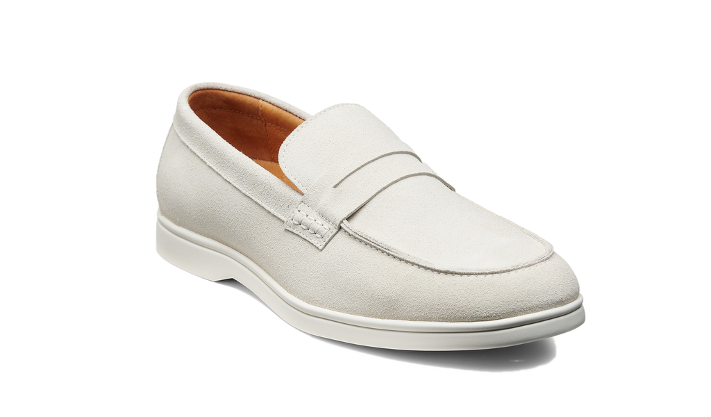 White Suede Loafers Mens Santiago White Suede White Sole Barker