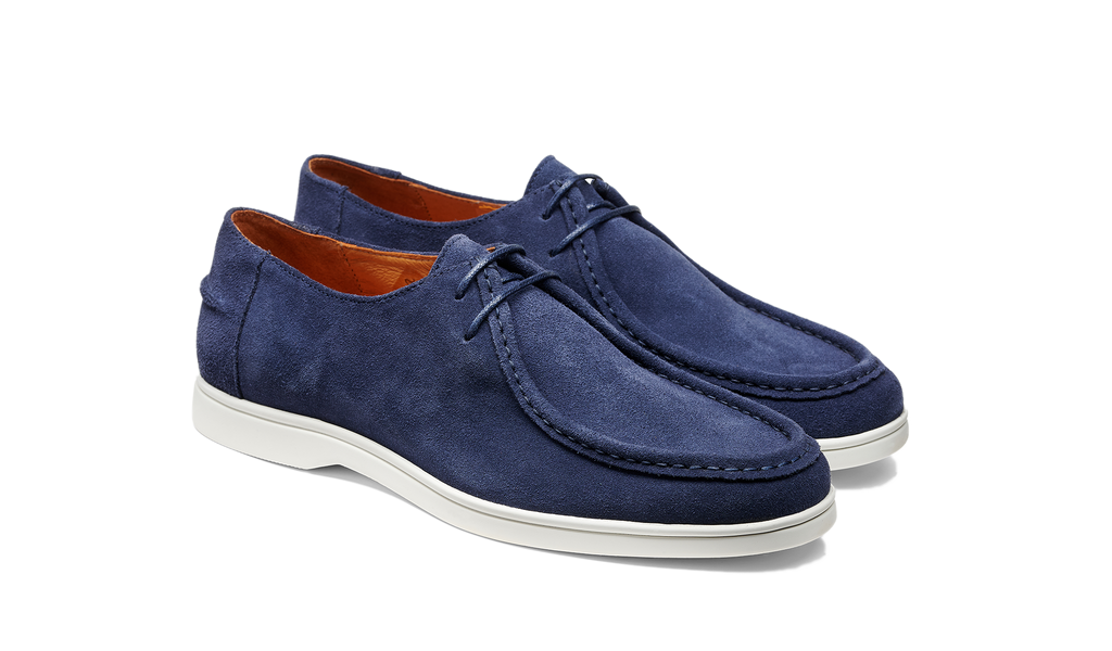 Vigo Navy Suede White Sole Barker Shoes UK