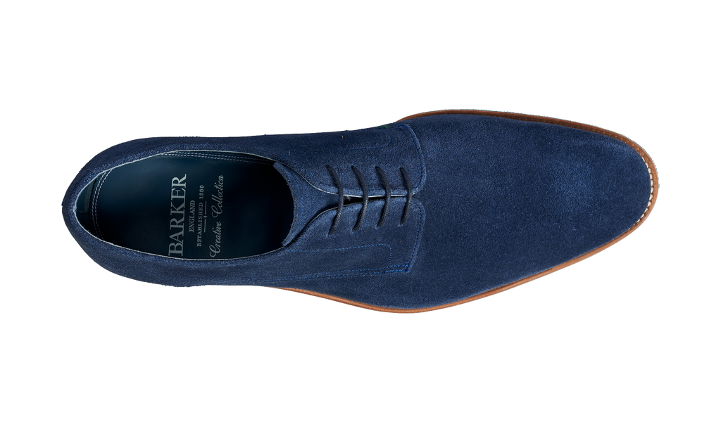 Max Navy Suede Mens Derby Shoes Barker Shoes UK