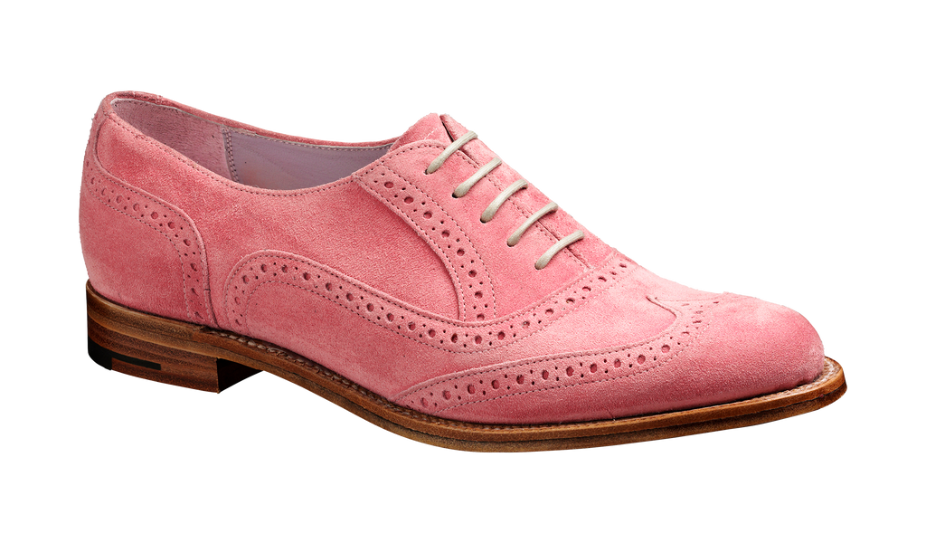Freya Pink Suede Womens Brogue Barker Shoes UK