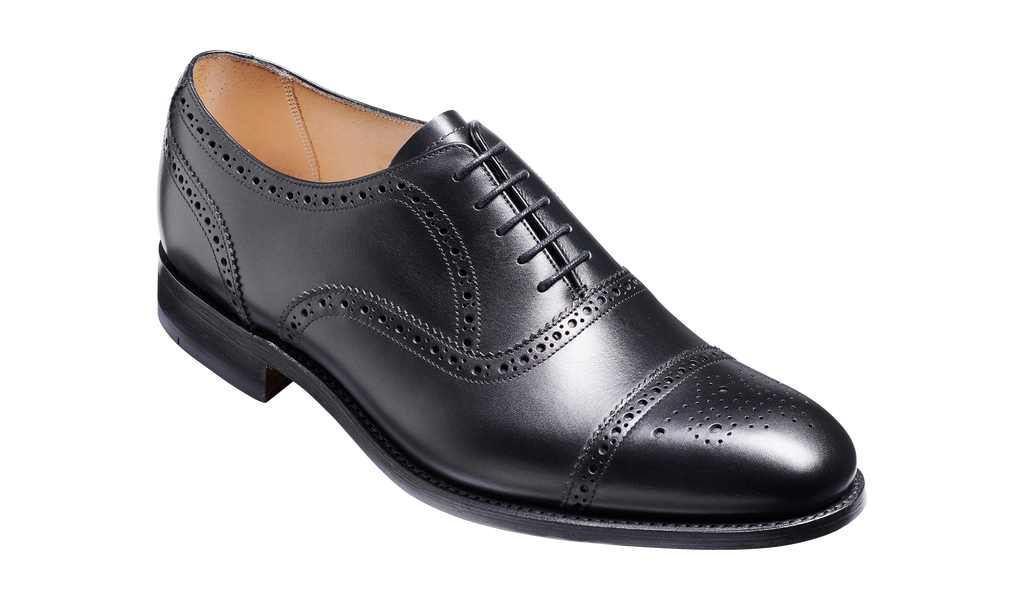 靴 Barker Oxford 6.5 4060EFW/13 Mirfield Black Calf Oxford Semi-Brogue Shoes | Barker Shoes UK