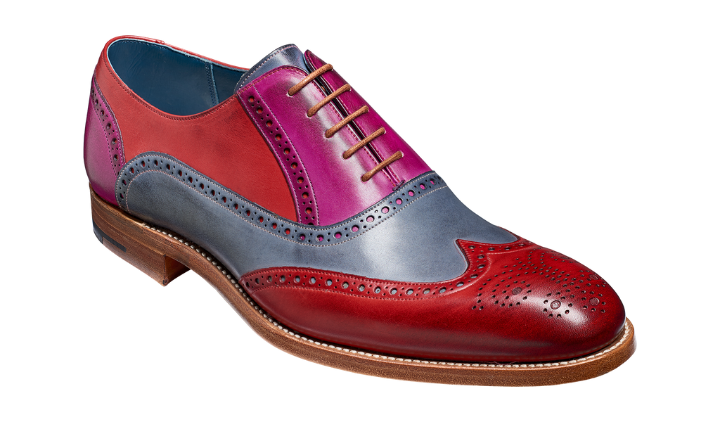 Valiant Multi Red Grey Purple Mens Oxford Brogue Barker
