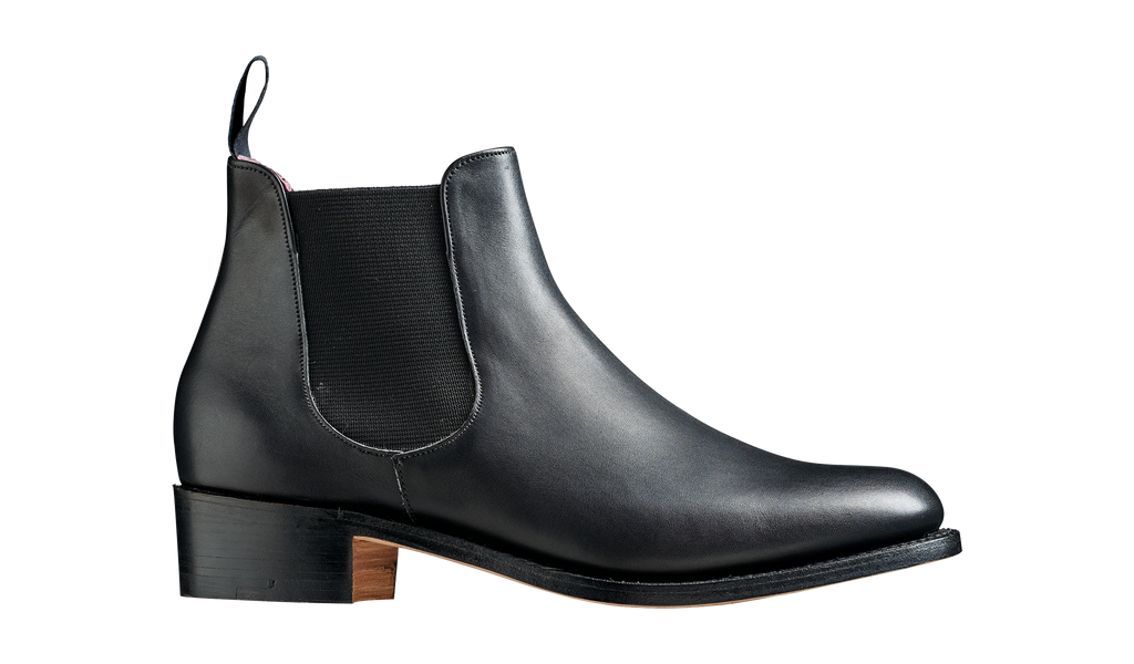 Violet Black Calf Womens Elastic Boot Barker Shoes UK