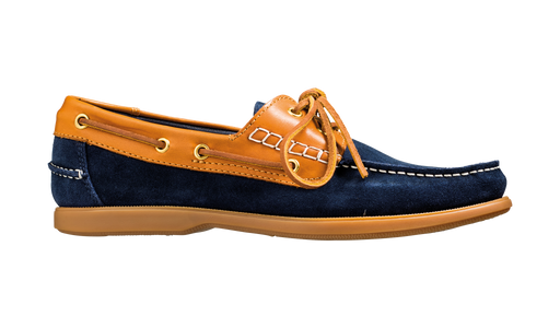 Wallis - Navy Blue Suede / Cedar Collar