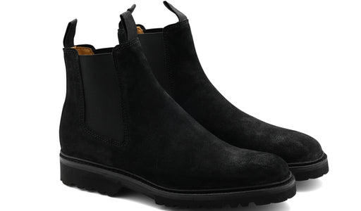 Camborne - Black Waxy Suede