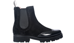 Jessie Black Suede Black Polish Wing Barker Shoes UK