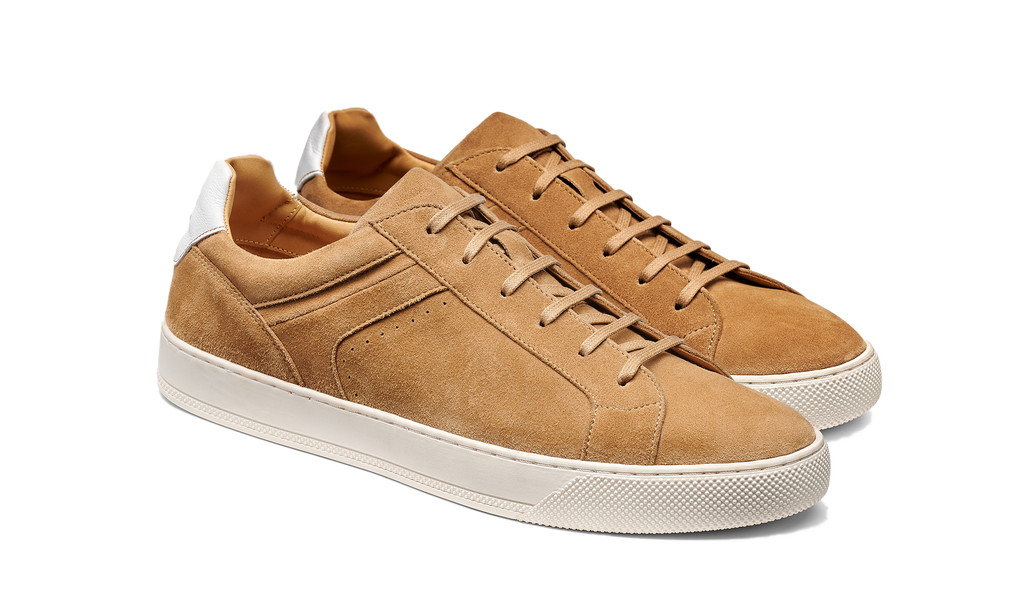 Skylar - Camel Suede White Tab
