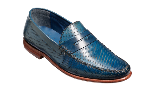 William - Navy Perf Hand Painted / Blue Saddle