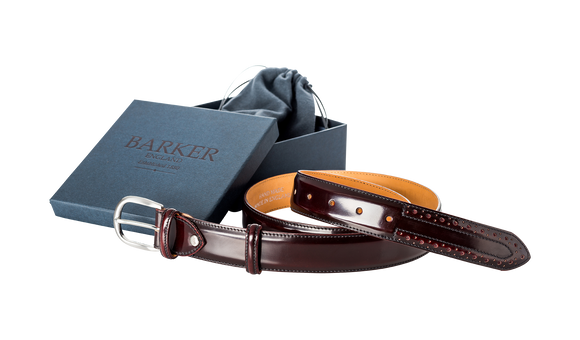 Brogue Belt - Burgundy Hi Shine
