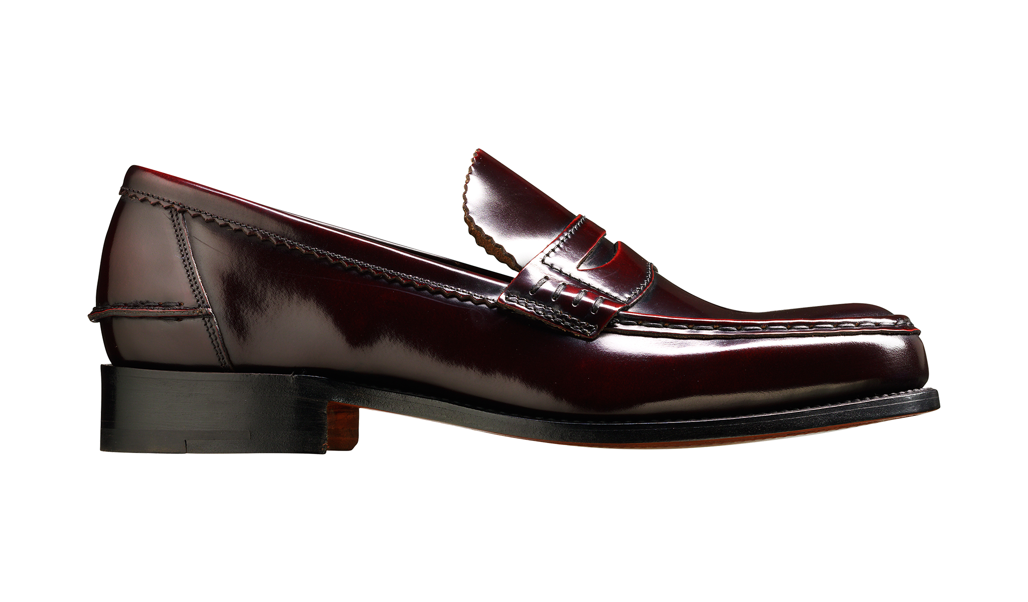 Caruso Burgundy Hi Shine Mens Penny Loafer Barker Shoes UK