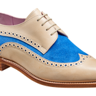 Cassie - Beige Calf / Sky Blue Suede