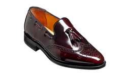 Clive Burgundy Hi Shine Wingtip Mens Loafer Barker Shoes UK