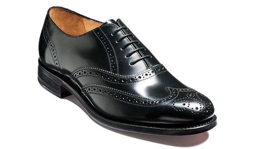 Glasgow Black Hi Shine Barker Shoes UK