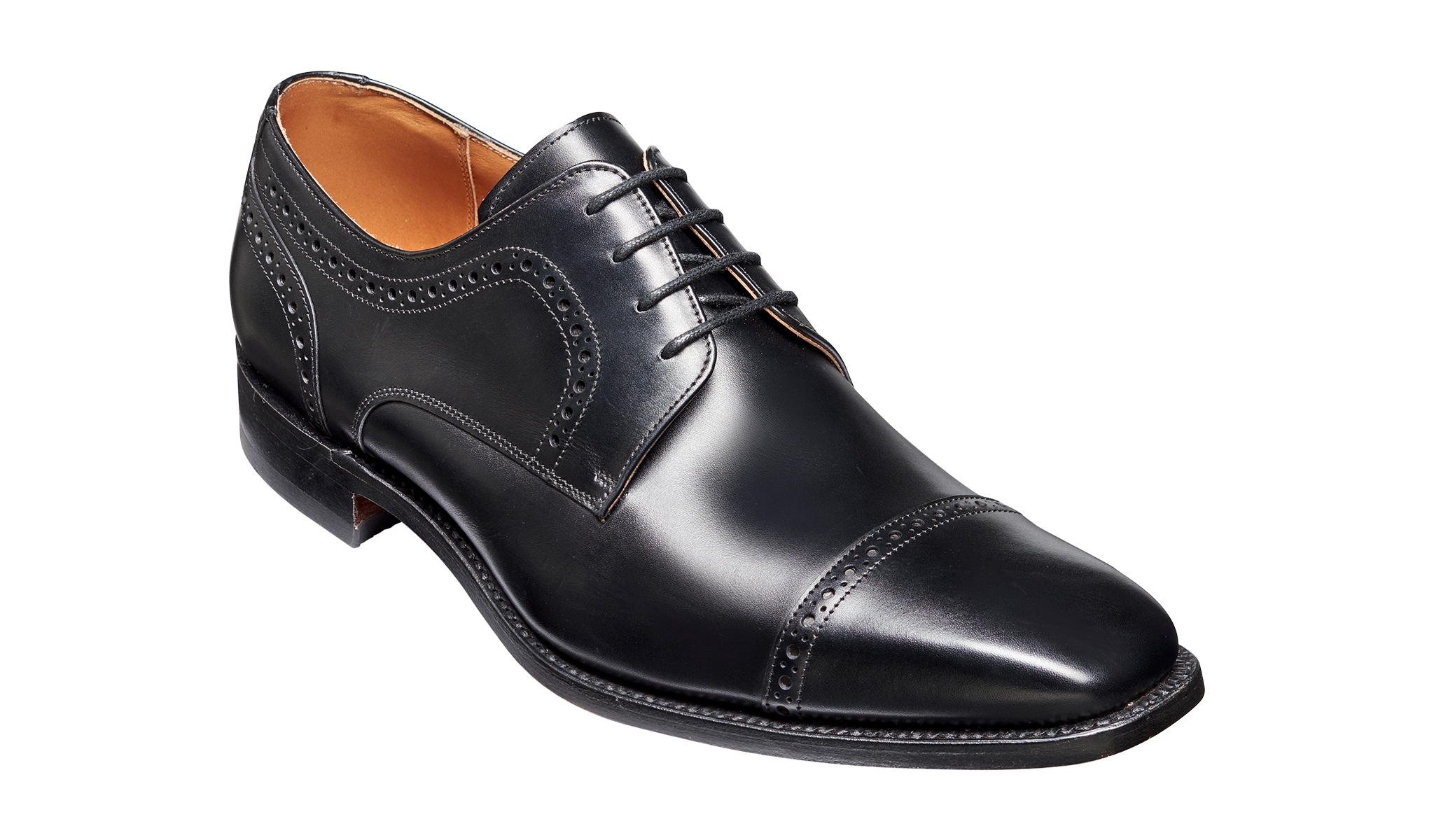 Leo Black Calf Toe Cap Mens Derby Shoes Barker Shoes UK