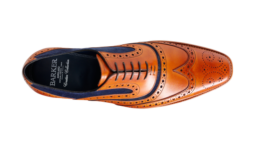 McClean Cedar Calf Blue Suede Oxford Brogue Shoes Barker Shoes UK