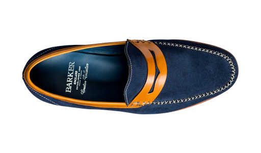 William - Navy Suede / Cedar Collar